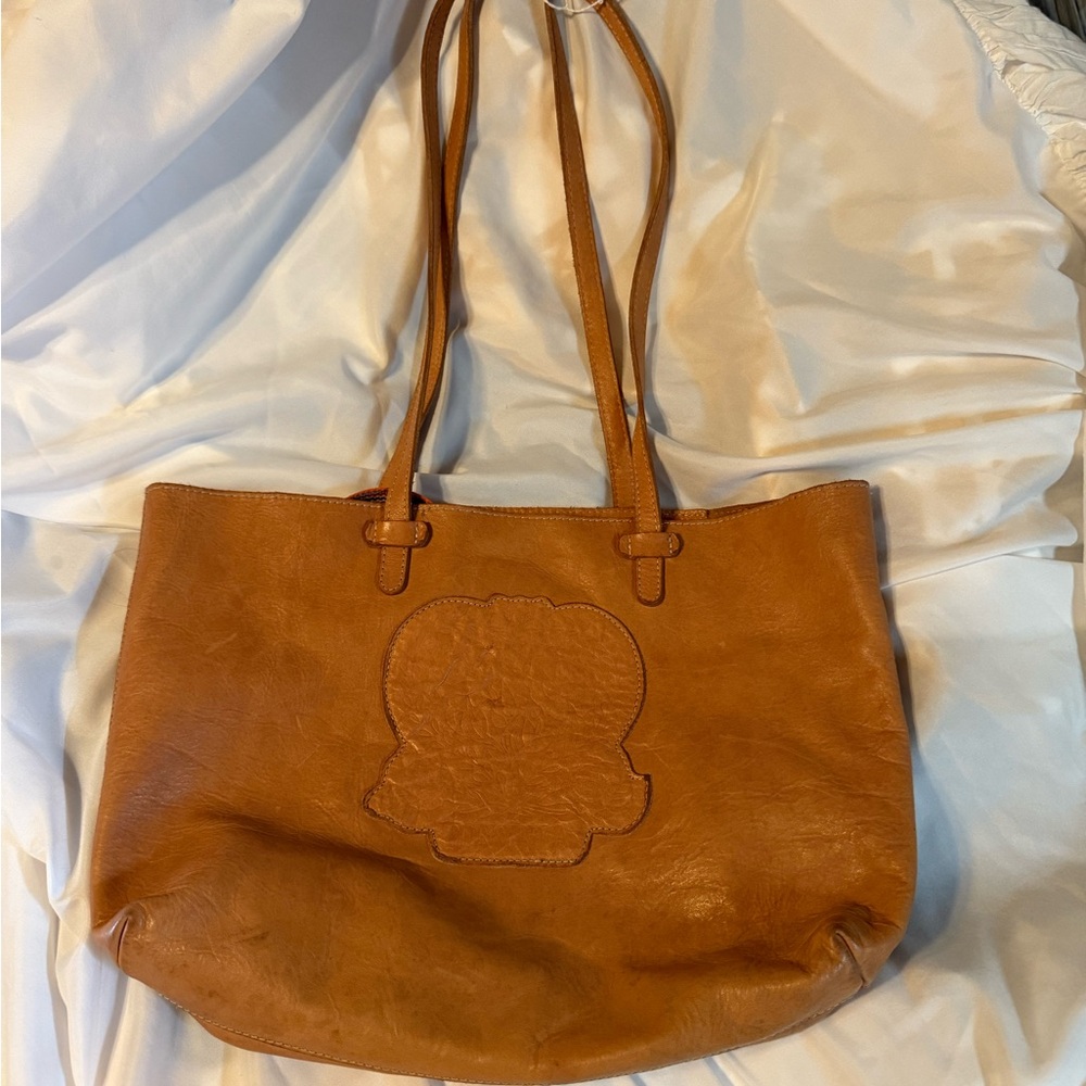 Consuela Tan Leather Tote Bag